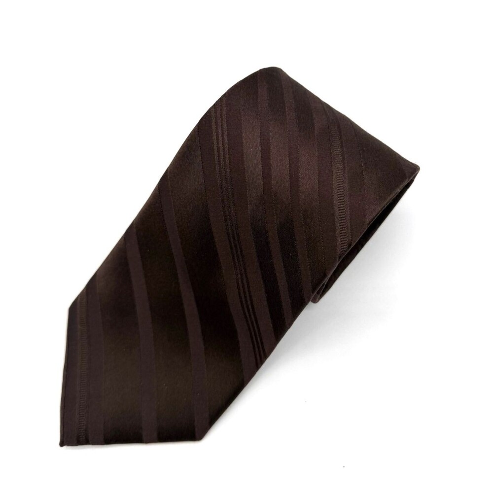 Croft & Barrow Mens Silk Tie Brown Black Geometric Diagonal Stripe Necktie